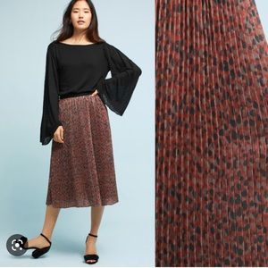 Anthropologie Pleated Leopard Skirt, by Numph, XS
